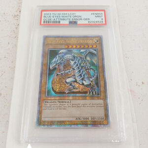 Blue-Eyes White Dragon PSA 9 Mint 2023 YuGiOh QCSE Attribute Error LC01-EN004
